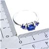 Image 3 : 3 STONES BLUE SAPPHIRE RING IN 14K WHITE PLATED GOLD OVER 925 STERLING SILVER - SIZE 8 - APPRAISED R