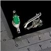 Image 3 : GOOD LOOKING 7x5 mm OVAL CUT EMERALD EARRINGS IN 14K WHITE PLATED GOLD OVER 925 STERLING SILVER - AP