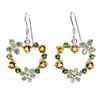 Image 1 : CITRINE AND CHROME DIOPSIDE EARRINGS IN 14K YELLOW PLATED GOLD OVER 925 STERLING SILVER - APPRAISED 