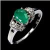 Image 2 : OVAL CUT 7X5 mm EMERALD RING IN 14K WHITE PLATED GOLD OVER 925 STERLING SILVER - SIZE 6.5 - APPRAISE