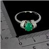 Image 3 : OVAL CUT 7X5 mm EMERALD RING IN 14K WHITE PLATED GOLD OVER 925 STERLING SILVER - SIZE 6.5 - APPRAISE