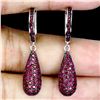 Image 1 : MYANMAR ROUND CUT RUBY EARRINGS IN 2-TONE BLACK RHODIUM AND 14K WHITE PLATED GOLD OVER 925 STERLING 