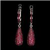 Image 2 : MYANMAR ROUND CUT RUBY EARRINGS IN 2-TONE BLACK RHODIUM AND 14K WHITE PLATED GOLD OVER 925 STERLING 