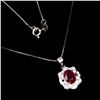 Image 2 : 8X6 mm OVAL CUT RUBY NECKLACE IN 14K WHITE PLATED GOLD OVER 925 STERLING SILVER - 18 INCHES LONG - A
