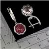 Image 3 : DIAMOND CUT MYANMAR ROUND CUT RUBY EARRINGS AND WHITE TOPAZ 2-TONE BLACK RHODIUM AND IN 14K WHITE PL