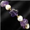 Image 2 : AMETHYST AND PEARL BRACELET IN 14K WHITE PLATED GOLD OVER 925 STERLING SILVER - 6.5 INCHES LONG - AP