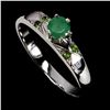 Image 1 : ROUND CUT EMERALD AND CHROME DIOPSIDE IN 14K WHITE PLATED GOLD OVER 925 STERLING SILVER - SIZE 8 - A