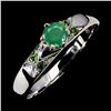 Image 2 : ROUND CUT EMERALD AND CHROME DIOPSIDE IN 14K WHITE PLATED GOLD OVER 925 STERLING SILVER - SIZE 8 - A