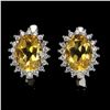 Image 1 : OVAL CUT 8X6 mm CITRINE EARRINGS IN 14K WHITE PLATED GOLD OVER 925 STERLING SILVER - APPRAISED REPLA