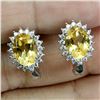 Image 2 : OVAL CUT 8X6 mm CITRINE EARRINGS IN 14K WHITE PLATED GOLD OVER 925 STERLING SILVER - APPRAISED REPLA
