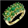 Image 2 : EXCEPTIONAL OVAL EMERALD RING IN 14K YELLOW PLATED GOLD OVER 925 STERLING SILVER - SIZE 8 - APPRAISE