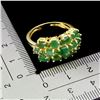 Image 3 : EXCEPTIONAL OVAL EMERALD RING IN 14K YELLOW PLATED GOLD OVER 925 STERLING SILVER - SIZE 8 - APPRAISE
