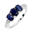 Image 2 : 7X5 mm OVAL CUT BLUE SAPPHIRE RING IN 14K YELLOW PLATED GOLD OVER 925 STERLING SILVER - SIZE 8 - APP