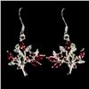 Image 1 : MARQUISE CUT RHODOLITE GARNET AND PERIDOT EARRINGS IN 14K WHITE PLATED GOLD OVER 925 STERLING SILVER