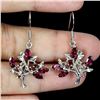 Image 2 : MARQUISE CUT RHODOLITE GARNET AND PERIDOT EARRINGS IN 14K WHITE PLATED GOLD OVER 925 STERLING SILVER
