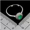 Image 3 : 7X5 mm OVAL CUT EMERALD RING IN 14K WHITE PLATED GOLD OVER 925 STERLING SILVER - SIZE 8 - APPRAISED 