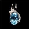 Image 1 : BIG 8X6 mm SWISS BLUE TOPAZ PENDANT IN 14K WHITE PLATED GOLD OVER 925 STERLING SILVER - SIZE 8 - APP