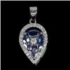 Image 1 : PEAR CUT TANZANITE PENDANT IN 14K WHITE PLATED GOLD OVER 925 STERLING SILVER - APPRAISED REPLACEMENT