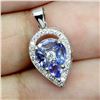 Image 2 : PEAR CUT TANZANITE PENDANT IN 14K WHITE PLATED GOLD OVER 925 STERLING SILVER - APPRAISED REPLACEMENT