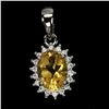 Image 1 : BIG 8X6 mm OVAL CUT CITRINE PENDANT IN 14K WHITE PLATED GOLD OVER 925 STERLING SILVER - APPRAISED RE
