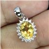 Image 2 : BIG 8X6 mm OVAL CUT CITRINE PENDANT IN 14K WHITE PLATED GOLD OVER 925 STERLING SILVER - APPRAISED RE