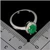 Image 3 : 8X6 mm OVAL CUT EMERALD RING IN 14K WHITE PLATED GOLD OVER 925 STERLING SILVER - SIZE 6 - APPRAISED 
