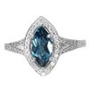 Image 1 : MARQUISE CUT LONDON BLUE TOPAZ RING IN 14K WHITE PLATED GOLD OVER 925 STERLING SILVER - SIZE 7 - APP