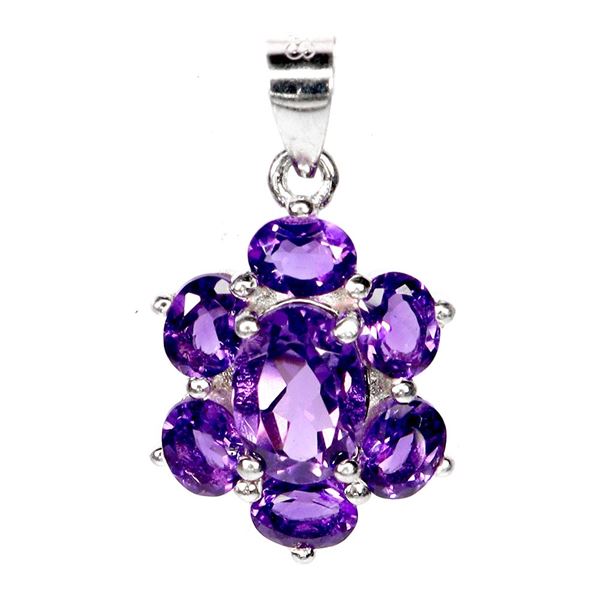 AMETHSYT PENDANT IN 14K WHITE PLATED GOLD OVER 925 STERLING SILVER - APPRAISED REPLACEMENT VALUE CAD