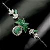 Image 1 : SUPERB PEAR CUT EMERALD BRACELET IN 14K WHITE PLATED GOLD OVER 925 STERLING SILVER - APPRAISED REPLA