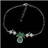 Image 2 : SUPERB PEAR CUT EMERALD BRACELET IN 14K WHITE PLATED GOLD OVER 925 STERLING SILVER - APPRAISED REPLA