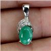 Image 2 : OVAL CUT 7X5 mm EMERALD PENDANT IN 14K WHITE PLATED GOLD OVER 925 STERLING SILVER - SIZE 8 - APPRAIS