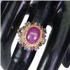 Image 3 : STUNNING HUGE 12X9 mm RUBY AND TANZANITE RING IN 14K YELLOW PLATED GOLD OVER 925 STERLING SILVER - S