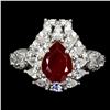 Image 1 : RUBY CUT BEAUTIFUL RUBY AND TANZANITE RING IN 14K WHITE PLATED GOLD OVER 925 STERLING SILVER -SIZE 7