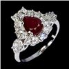 Image 2 : RUBY CUT BEAUTIFUL RUBY AND TANZANITE RING IN 14K WHITE PLATED GOLD OVER 925 STERLING SILVER -SIZE 7
