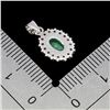 Image 3 : 7X5 mm OVAL CUT EMERALD PENDANT IN 14K WHITE PLATED GOLD OVER 925 STERLING SILVER - APPRAISED REPLAC