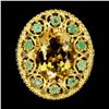 Image 1 : BIG 14X10 mm OVAL CUT CITRINE AND EMERALD IN 14K YELLOW PLATED GOLD OVER 925 STERLING SILVER - SIZE 