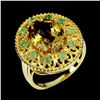 Image 2 : BIG 14X10 mm OVAL CUT CITRINE AND EMERALD IN 14K YELLOW PLATED GOLD OVER 925 STERLING SILVER - SIZE 