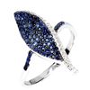 Image 2 : ROUND DIAMOND CUT BLUE SAPPHIRE AND WHITE TOPAZ RING IN 14K WHITE PLATED GOLD OVER 925 STERLING SILV