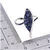 Image 3 : ROUND DIAMOND CUT BLUE SAPPHIRE AND WHITE TOPAZ RING IN 14K WHITE PLATED GOLD OVER 925 STERLING SILV