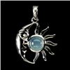 Image 1 : 6 MM ROUND NATURAL CHALCEDONY PENDANT IN 14K WHITE PLATED GOLD OVER 925 STERLING SILVER