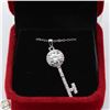 Image 1 : 1.00 CARAT GRA CERTIFIED ROUND BRILLIANT CUT MOISSANITE KEY SHAPE NECKLACE, WITH 33 BRILLIANT CUT CU