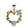 Image 1 : ROUND CITRINE AND CHROME DIOPSIDE PENDANT IN 14K WHITE PLATED GOLD OVER 925 STERLING SILVER - APPRAI