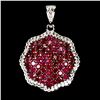 Image 1 : MYANMAR ROUND DIAMOND CUT RUBY PENDANT IN 2-TONE BLACK RHODIUM AND 14K WHITE PLATED GOLD OVER 925 ST