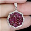 Image 2 : MYANMAR ROUND DIAMOND CUT RUBY PENDANT IN 2-TONE BLACK RHODIUM AND 14K WHITE PLATED GOLD OVER 925 ST