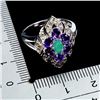 Image 3 : SOPHISTICATED EMERALD, AMETHYST AND SAPPHIRES RING IN 14K WHITE PLATED GOLD OVER 925 STERLING SILVER