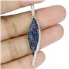 Image 2 : ROUND DIAMOND CUT BLUE SAPPHIRE AND WHITE TOPAZ PENDANT IN 14K WHITE PLATED GOLD OVER 925 STERLING S