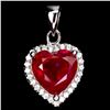 Image 1 : 8 MM HEART CUT RUBY PENDANT IN 14K WHITE PLATED GOLD OVER 925 STERLING SILVER - APPRAISED REPLACEMEN