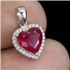 Image 2 : 8 MM HEART CUT RUBY PENDANT IN 14K WHITE PLATED GOLD OVER 925 STERLING SILVER - APPRAISED REPLACEMEN