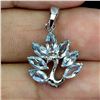 Image 2 : MARQUISE CUT SKYBLUE TOPAZ PEACOCK SHAPPED PENDANT IN 14K WHITE PLATED GOLD OVER 925 STERLING SILVER