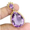 Image 1 : HUGE 65 CARATS PEAR CUT 28X21 mm AMETHYST AND SAPPHIRE IN 2-TONE 14K WHITE AND YELLOW PLATED GOLD OV